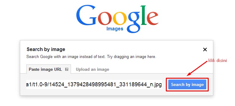 Setelah paste URL, klik search by image.