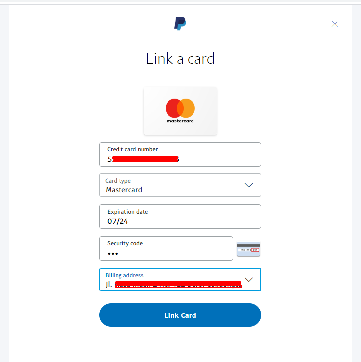 Link Card to Paypal